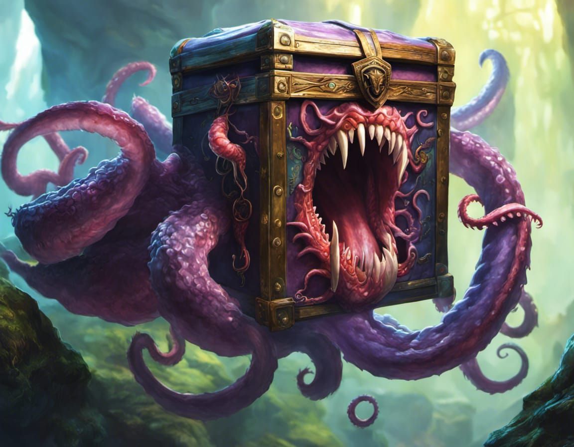 Hyperrealistic Dnd Mimic Treasure Chest Monster
