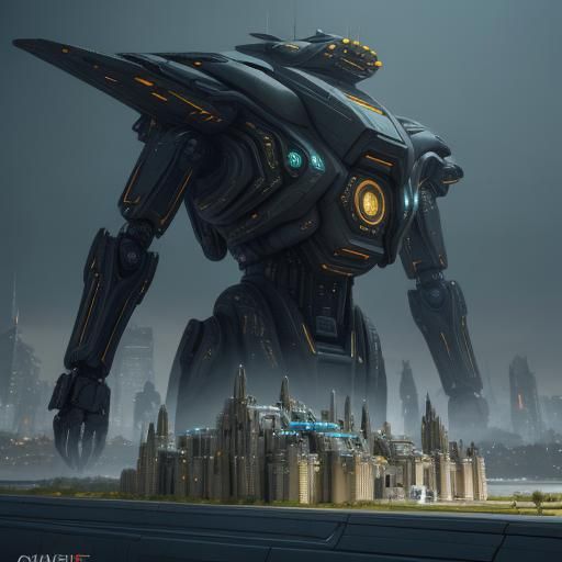 Futuristic Domino Castle on Mirror, 3D Render