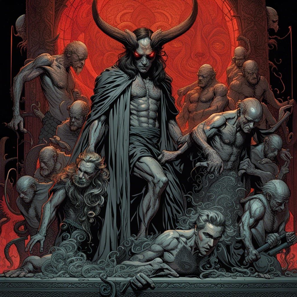 Satan in Human Form: High Contrast Illustration