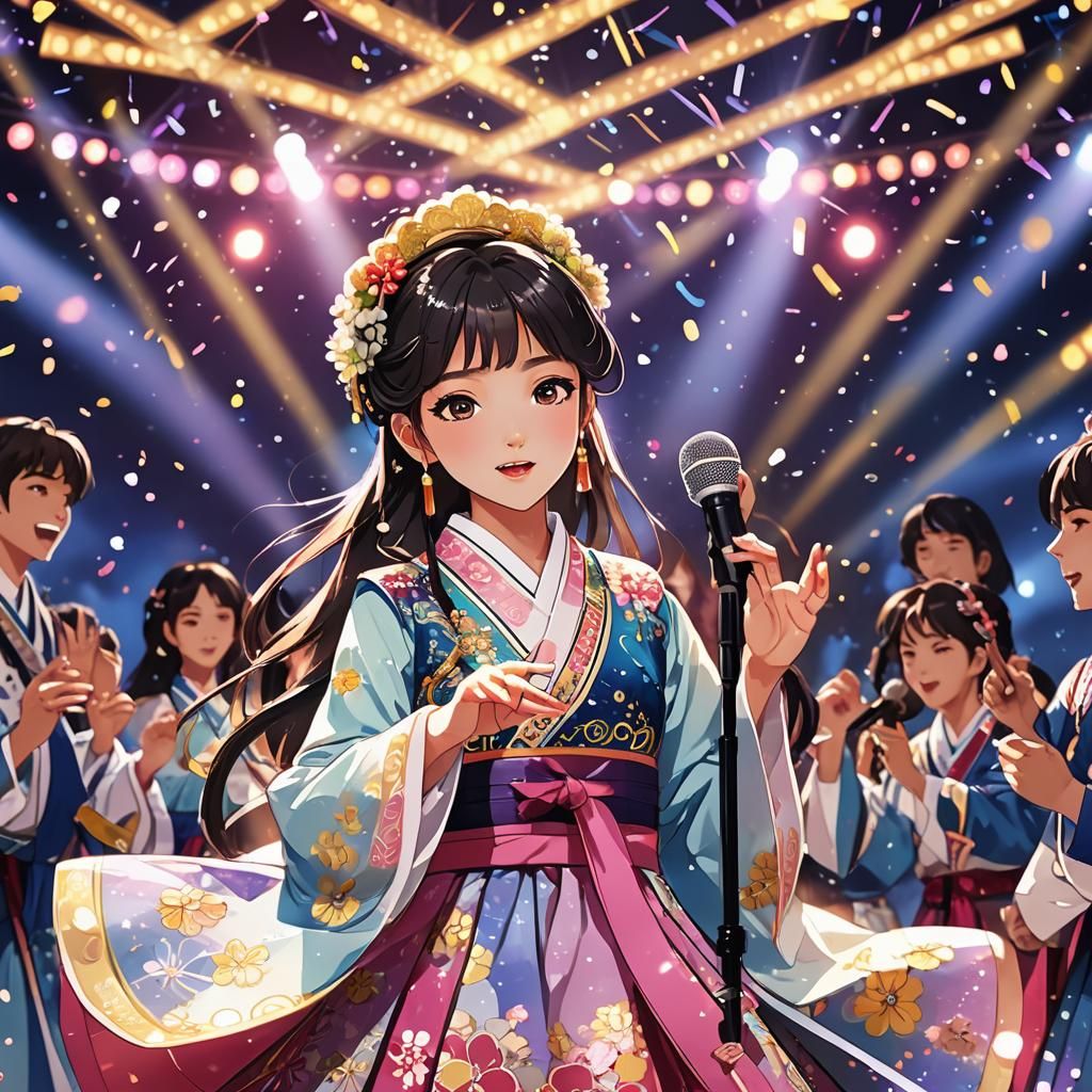 Anime Idol Singer in Hanbok, Studio Trigger Style