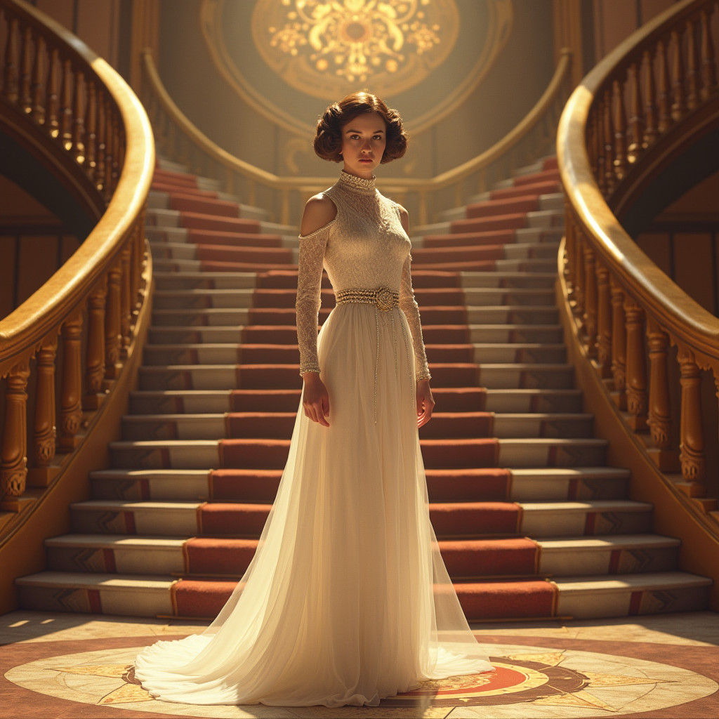 Princess Leia in Wes Anderson Style Movie Still