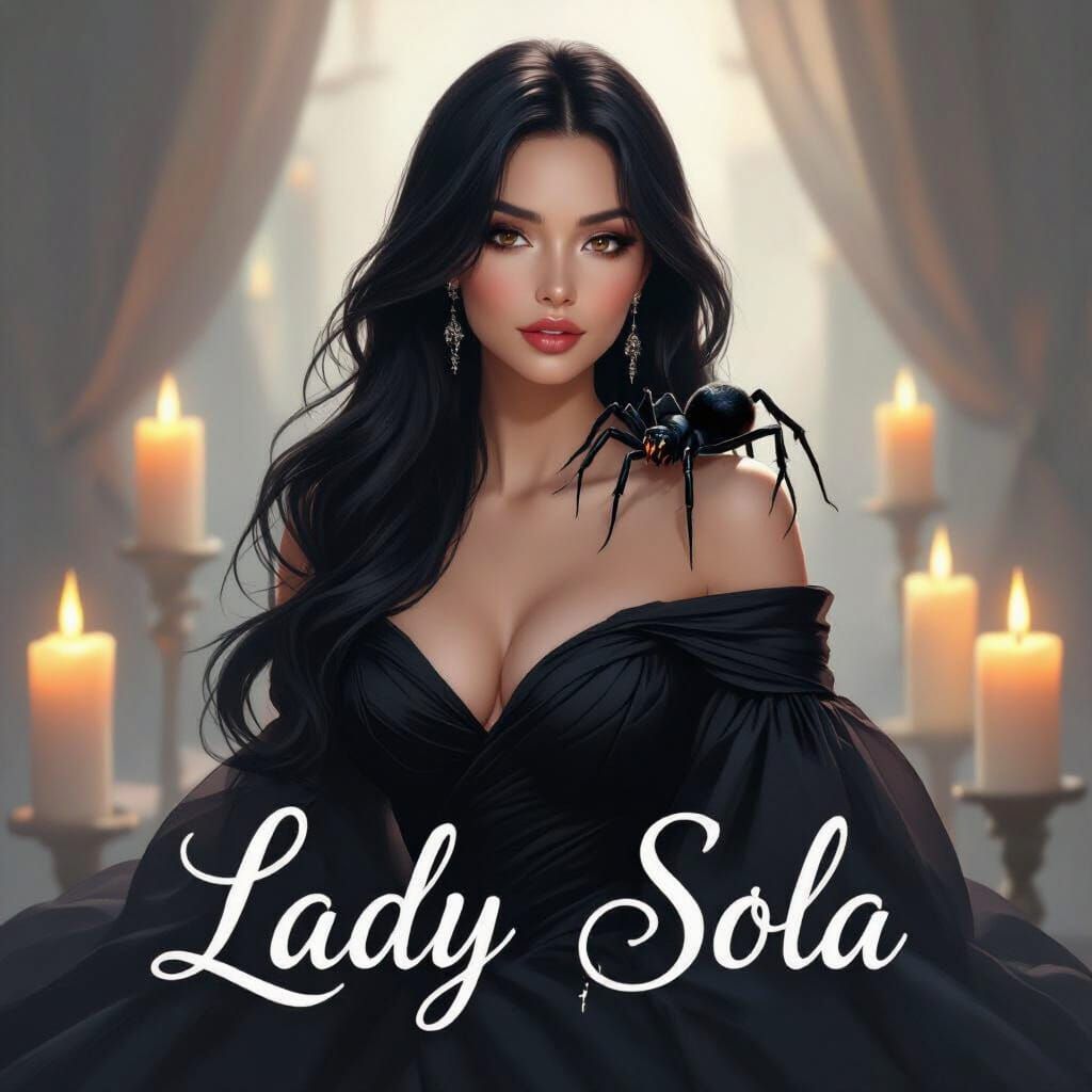 Mystical Lady Sola with Spider, in Romantic Style