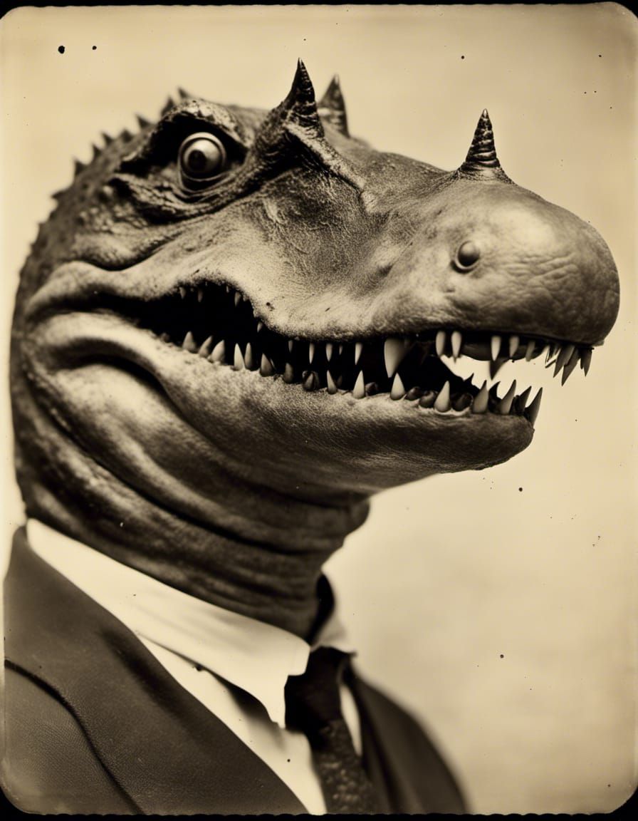 Hybrid Shark-Alligator-Man Microportrait