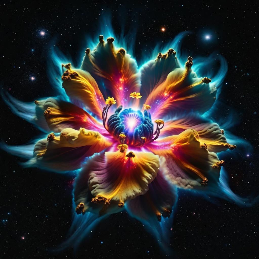 Cosmic Flower Supernova Nebula in Space