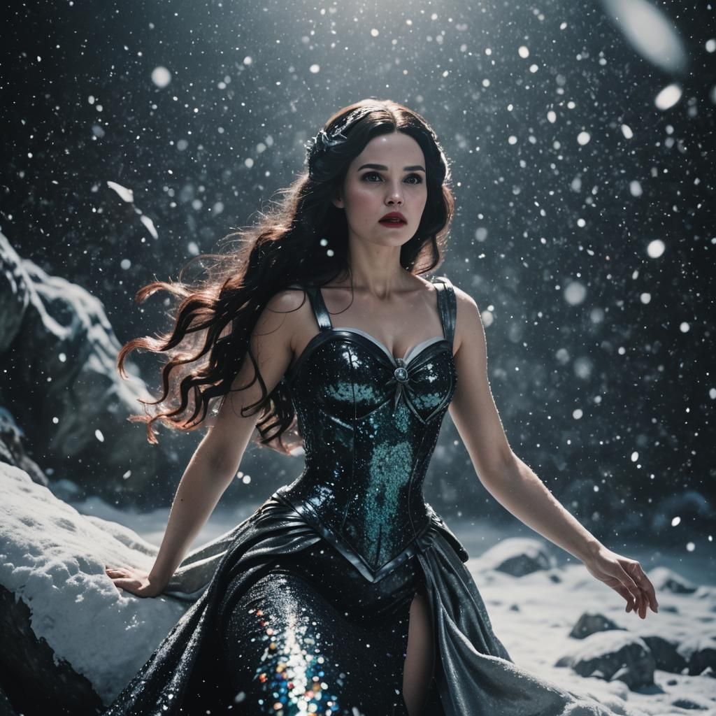 Snow White Space Mermaid with Black Sparkles