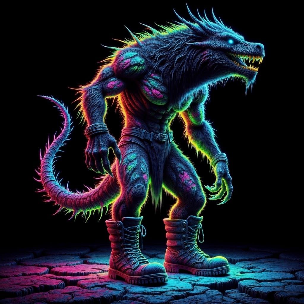 Dragon-Human Hybrid in Triadic Colors