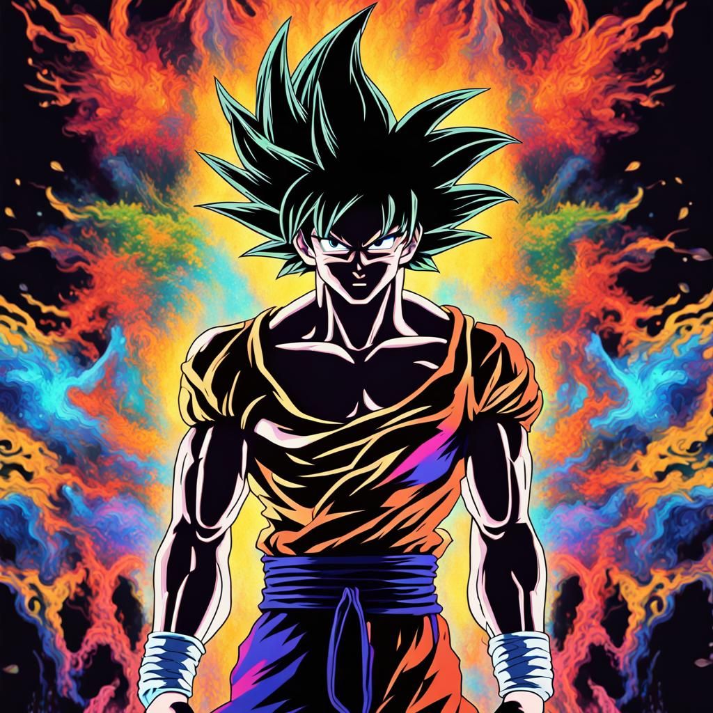 Psychedelic Goku Silhouette: DBZ Death Note Fusion