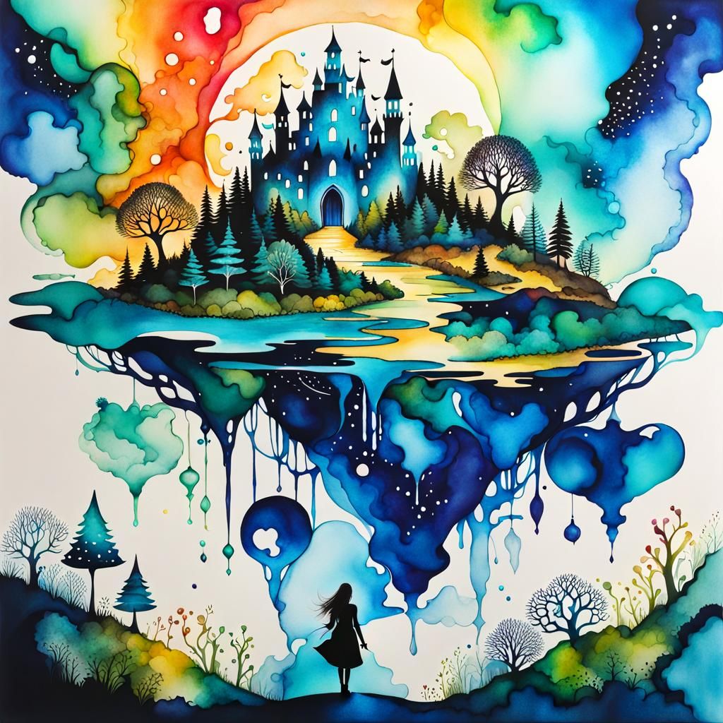Mystical Wonderland in Alcohol Ink Illustration