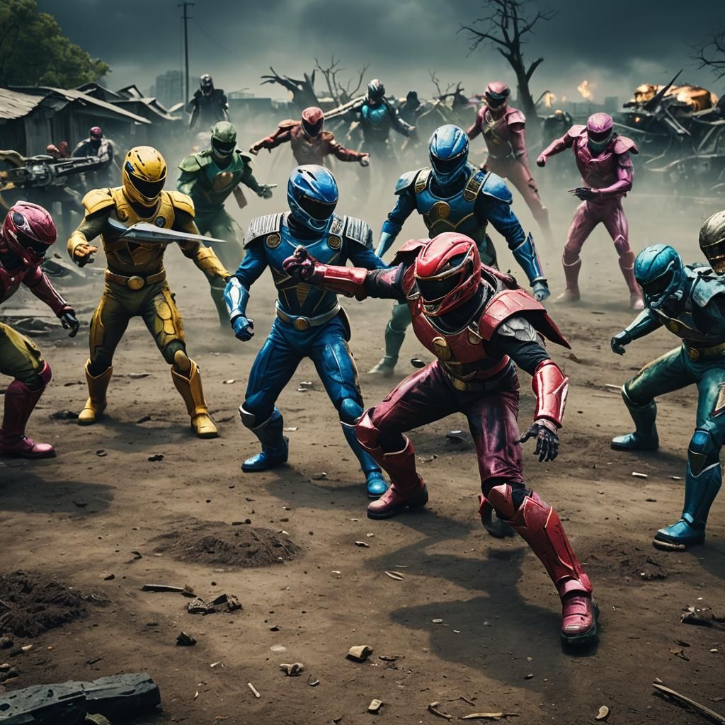Power Rangers Fight Zombies in a Zombie Apocalypse