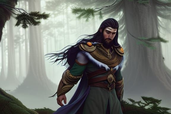 Royal Forest Man in Detailed Digital Illustration