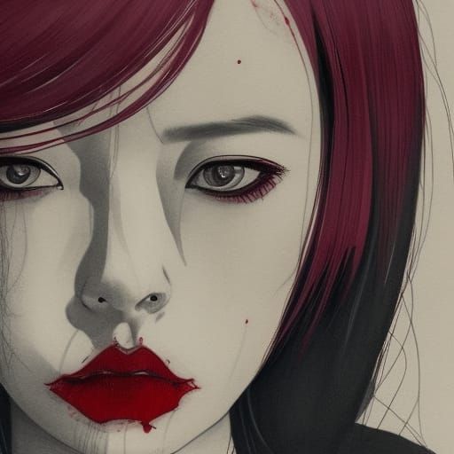 Sinister Yakuza Boss in Expressionist Style