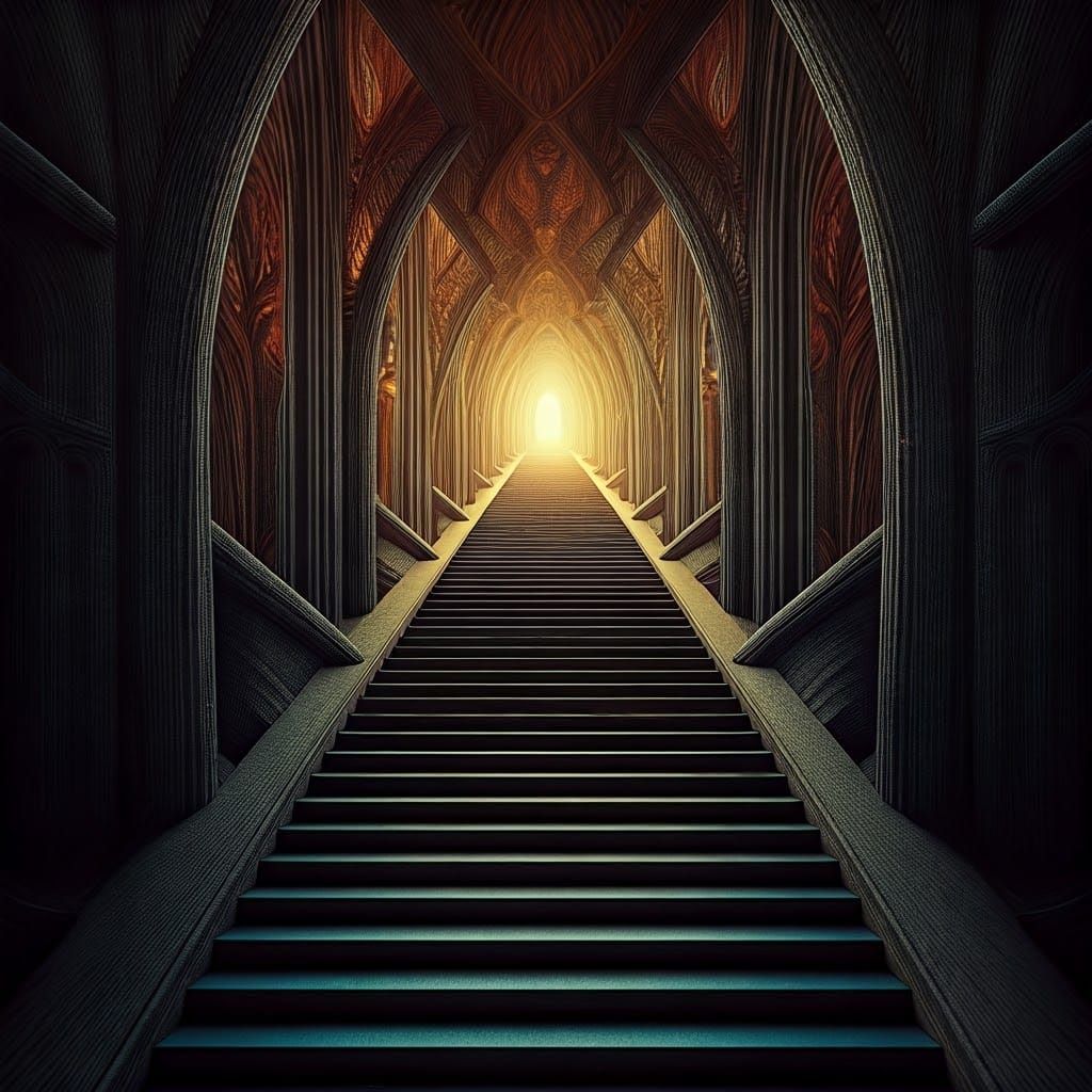 Psychedelic Steps in a Futuristic Landscape