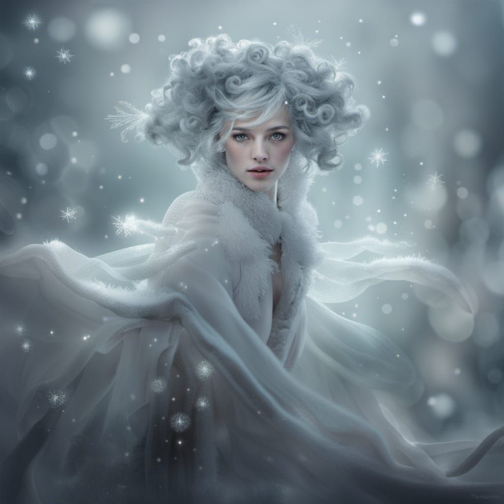Ice Fairy with Crystal Eyes in Winter Costume