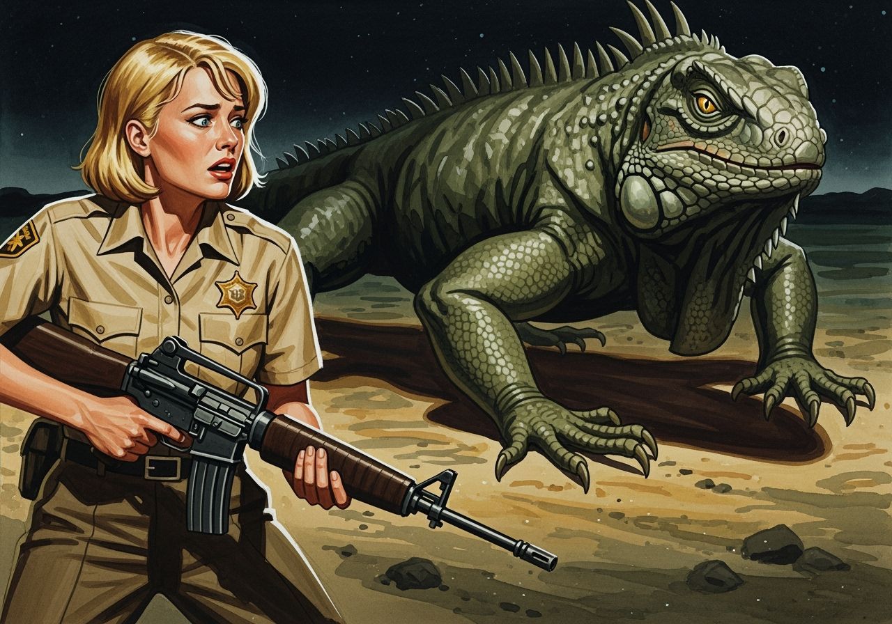 Terrified Sheriff Deputy Confronts Desert Iguana: Noir Water...