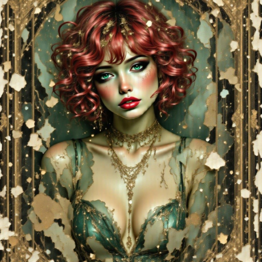 Surreal Portrait of Fiery Curls and Emerald Eyes