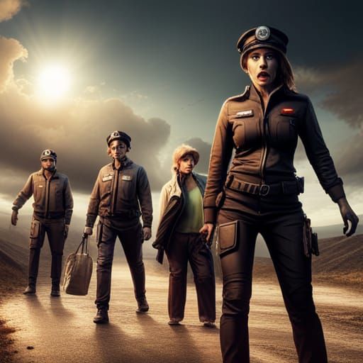 Zombie Policewomen Making Arrests: Digital Matte Painting