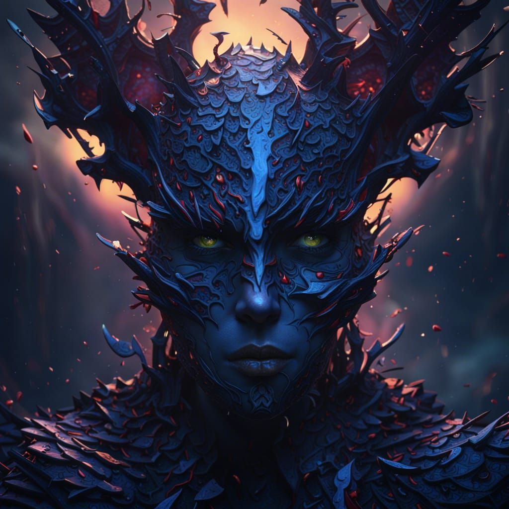 Detailed Matte Painting of a Broken Alien Visage