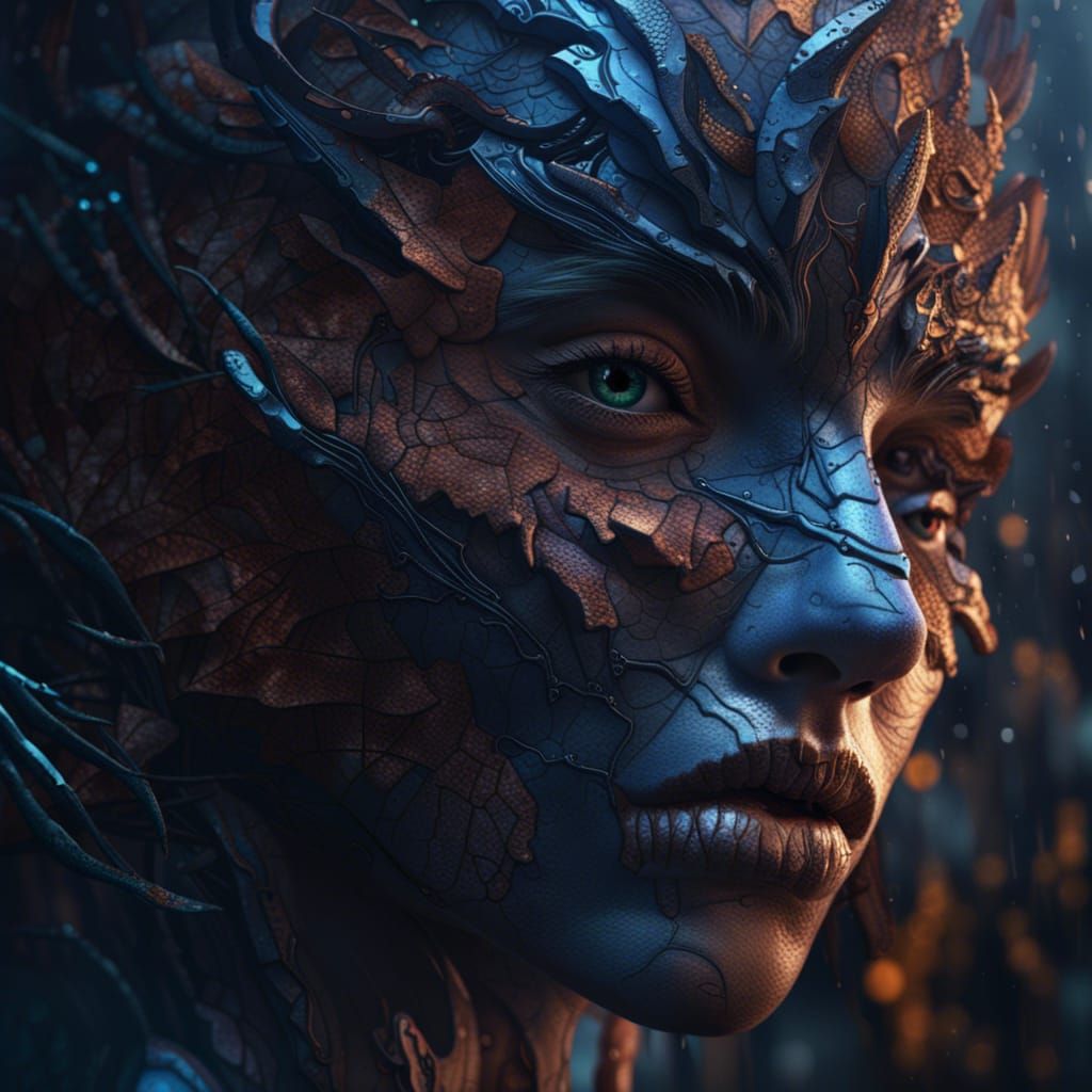 Detailed Alien Visage: Fantasy Concept Art