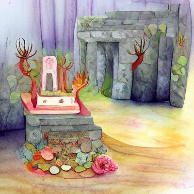 Ornate Sacrificial Altar Storybook Illustration