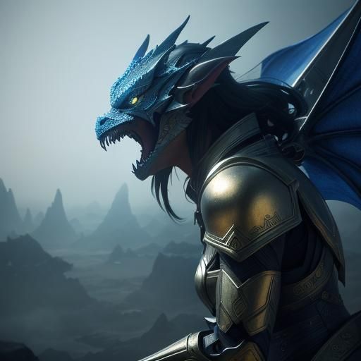 Elf Archer with Dragon in Sci-Fi Digital Art