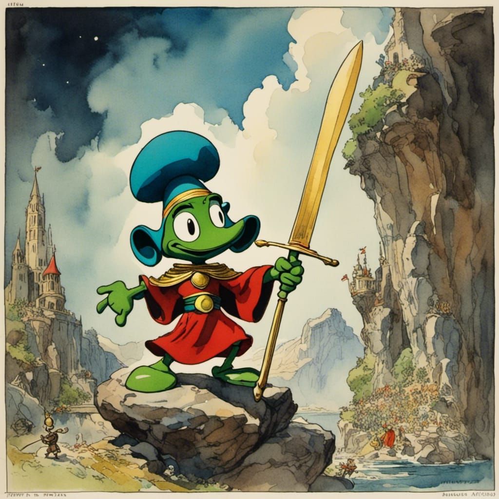 Marvin the Martian as King Arthur: Watercolor Style