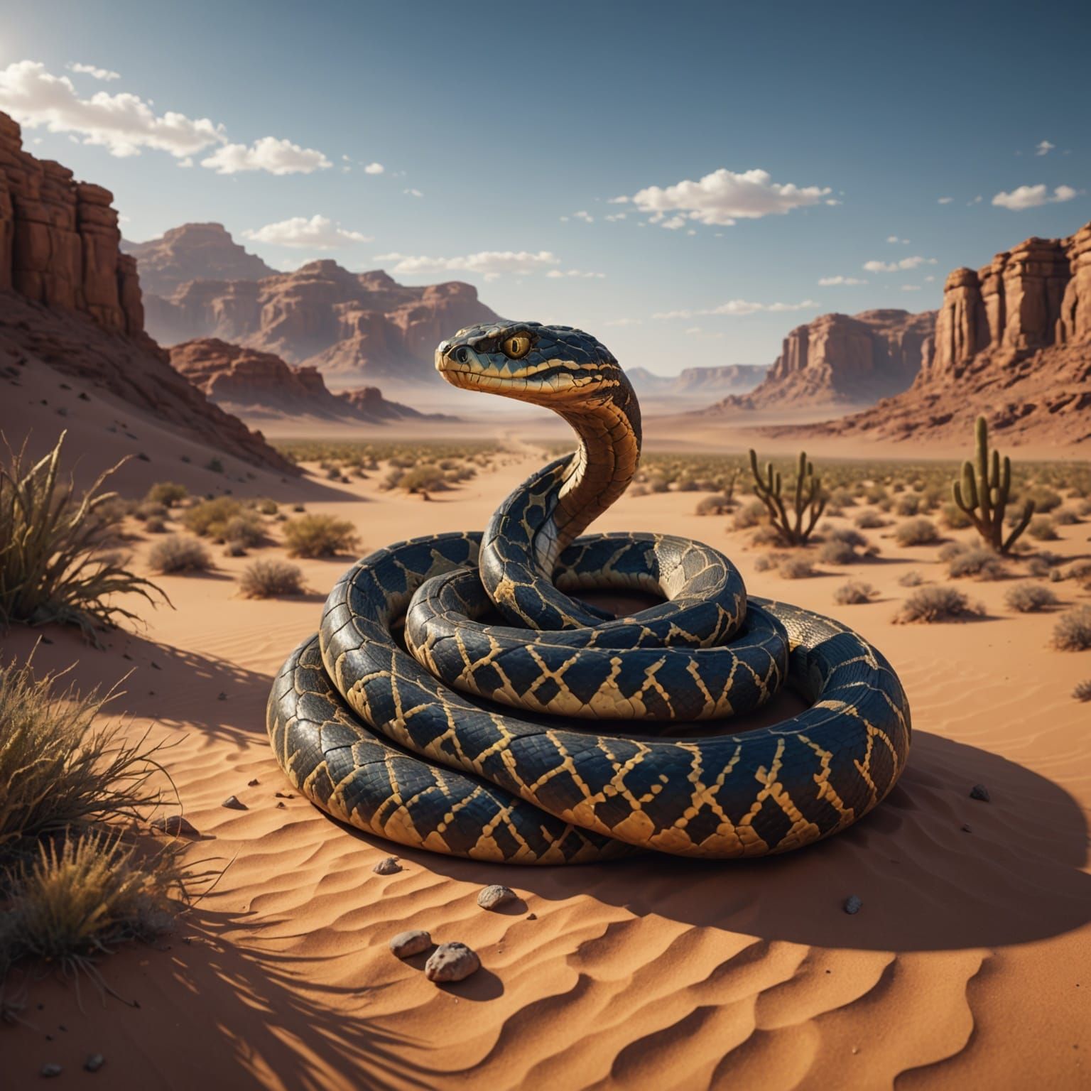 Ethereal Desert Serpent Unveiled in Vibrant Fantasy Art
