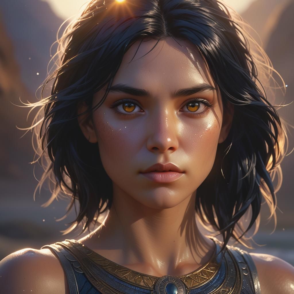 Animated Portrait of Strong Woman in Art Nouveau Style