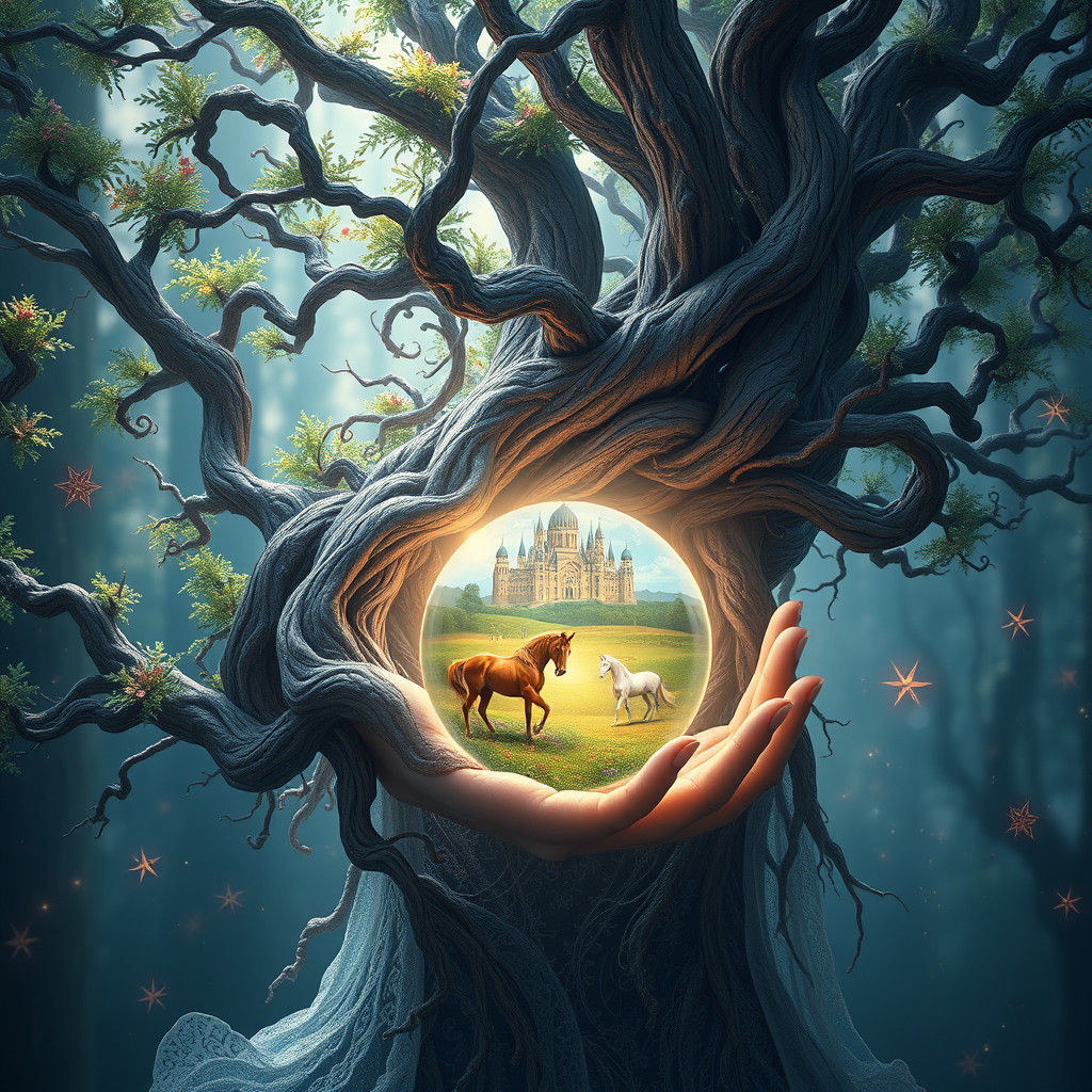 Ethereal Forest Woman Holding Cinderella World