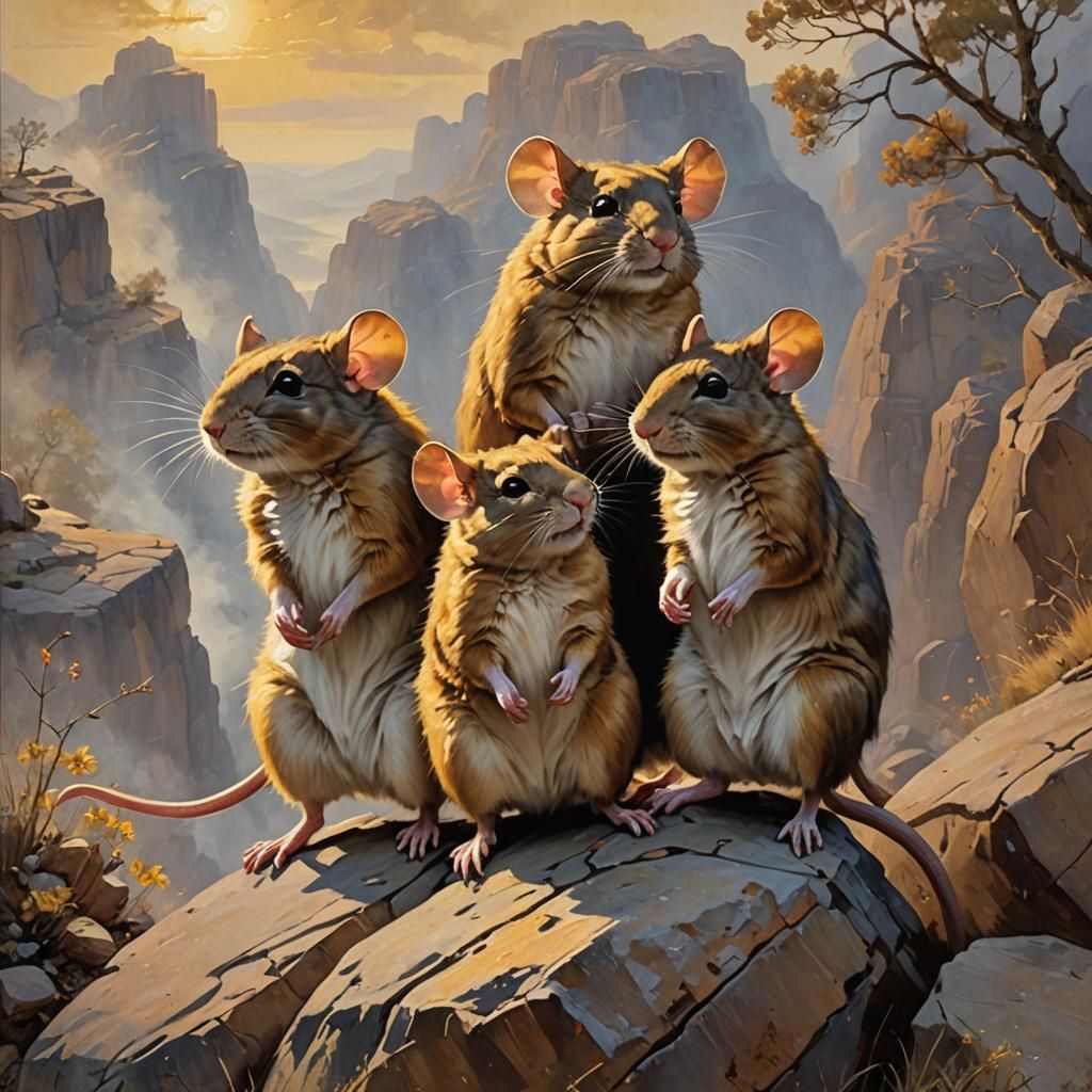Mighty Mice Triumph in James Gurney Style Painting