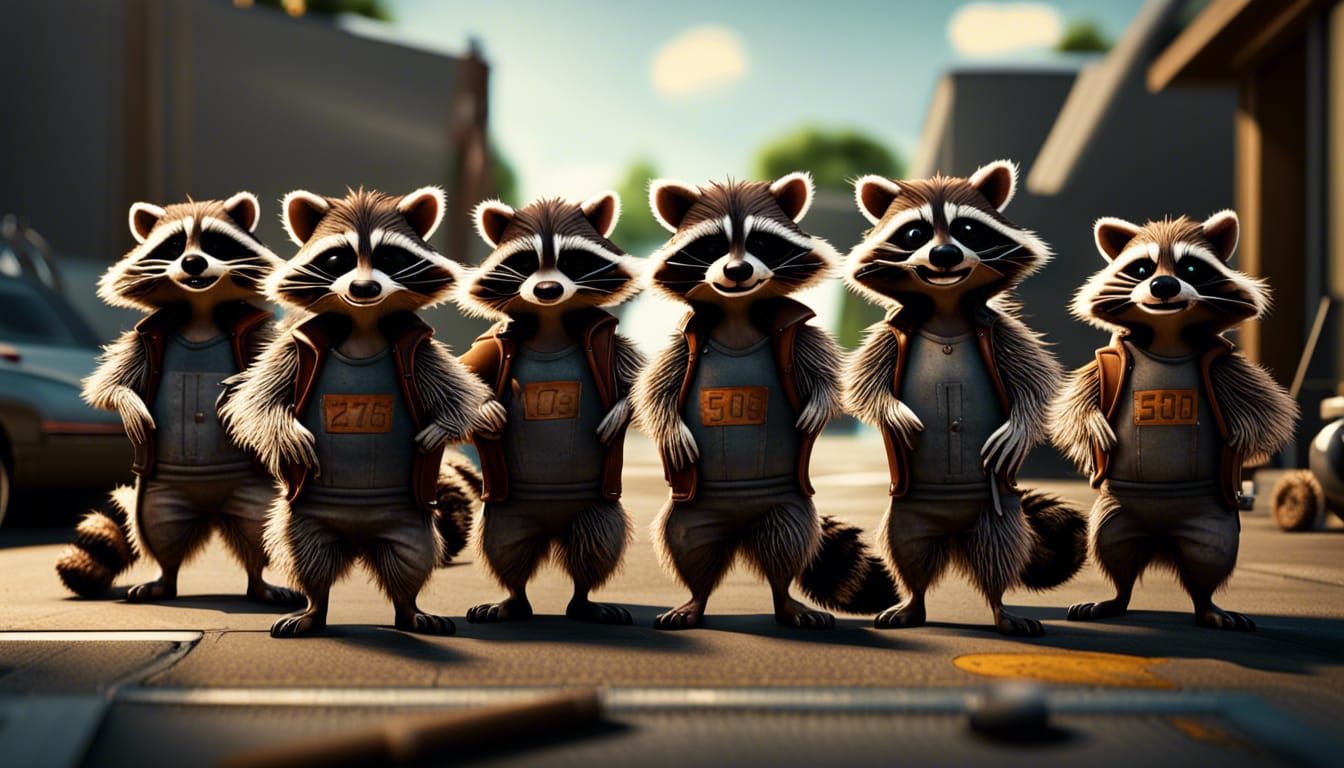 Raccoon Gang Movie Poster in Photorealistic Style