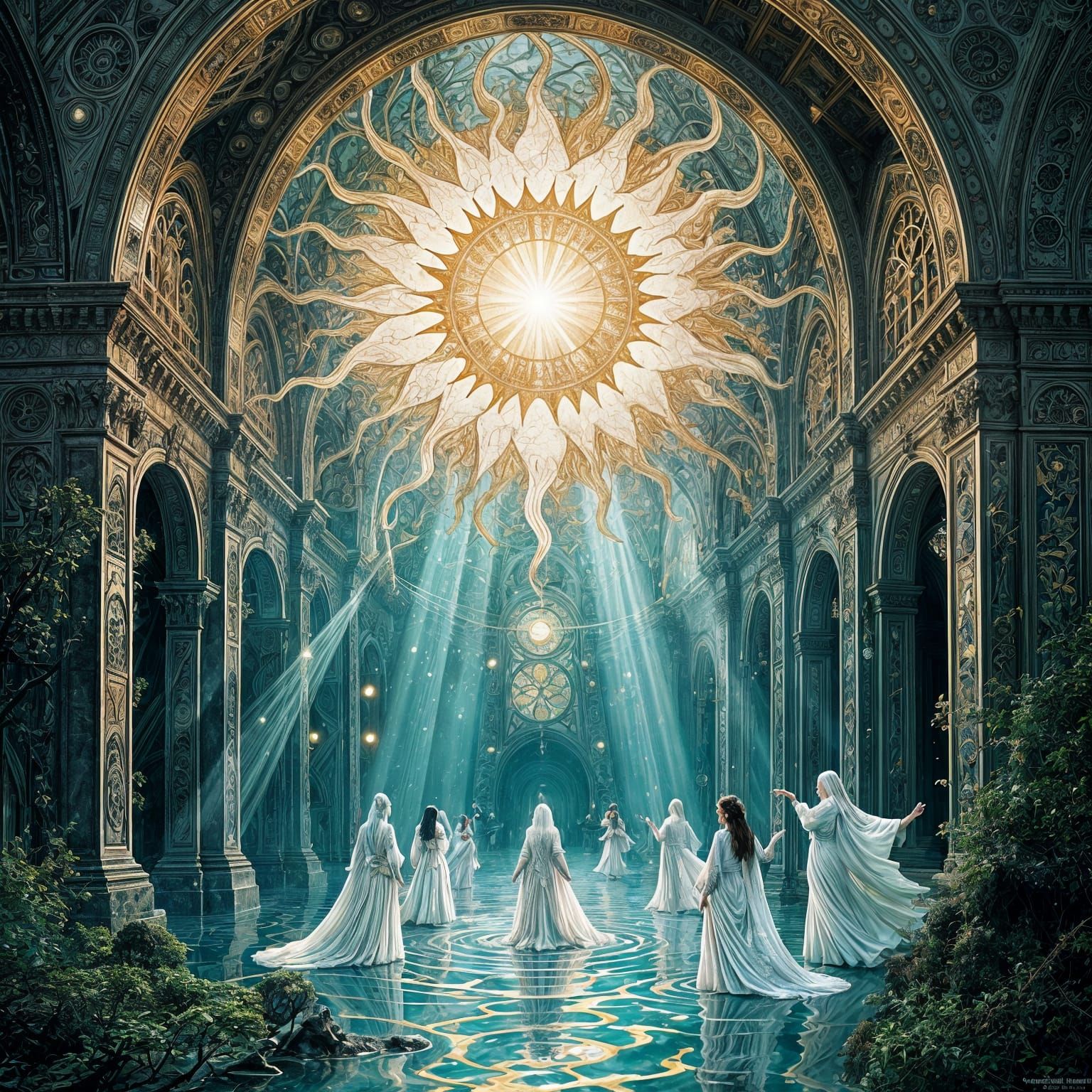 Surreal Underwater Sun Choir with Translucent Seals