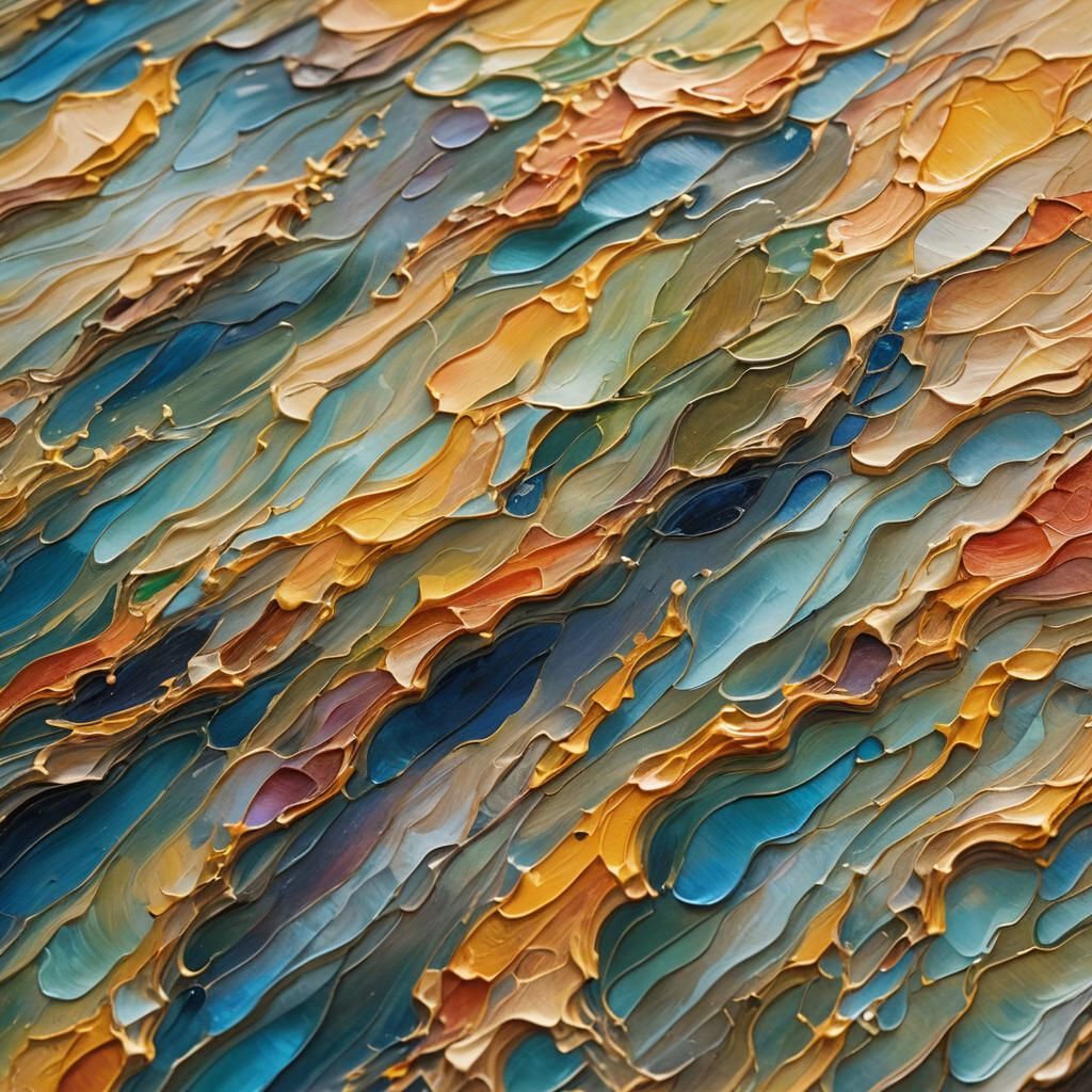 Impressionist Lake Water at Sunset as Oil Painting