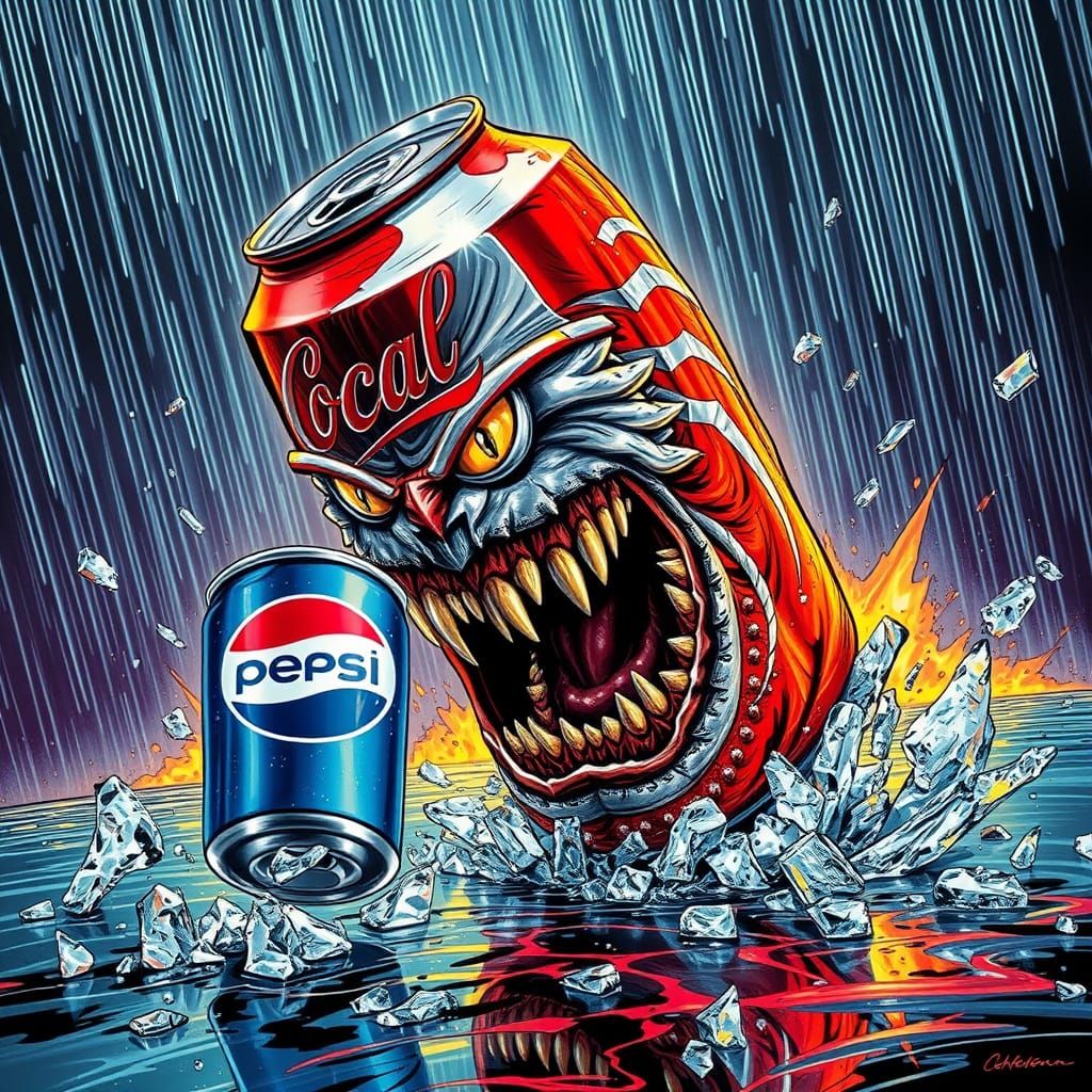 A dramatic photograph captures a grotesquely deformed Coca-C...