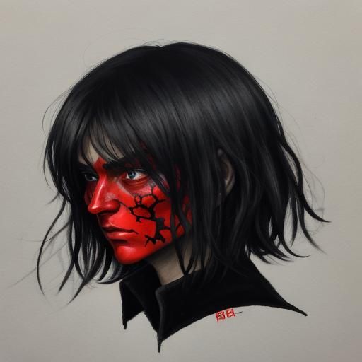 Abstract Red White and Black Composition