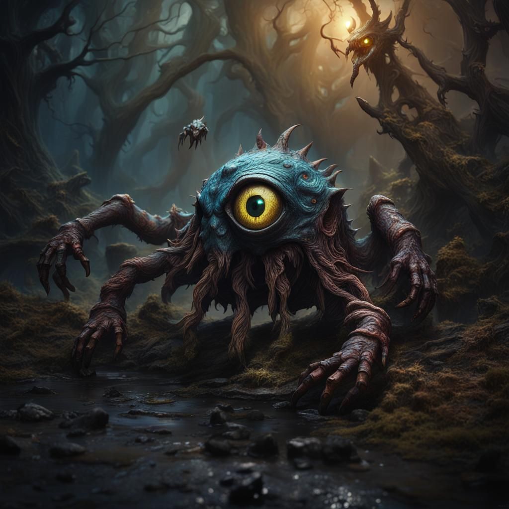 Ghoulish One-Eyed Creatures Curse Transforms, Detailed Matte...