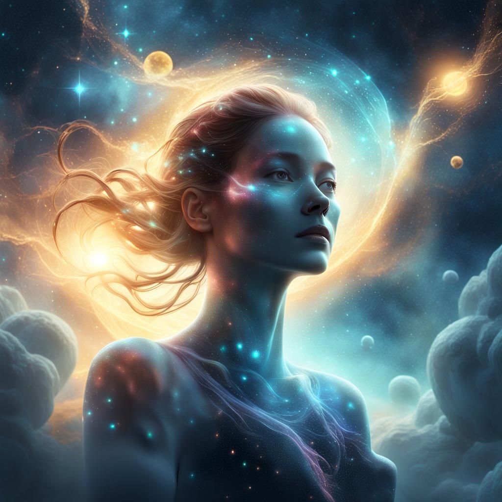 Celestial Face Amidst Nebulae in Space