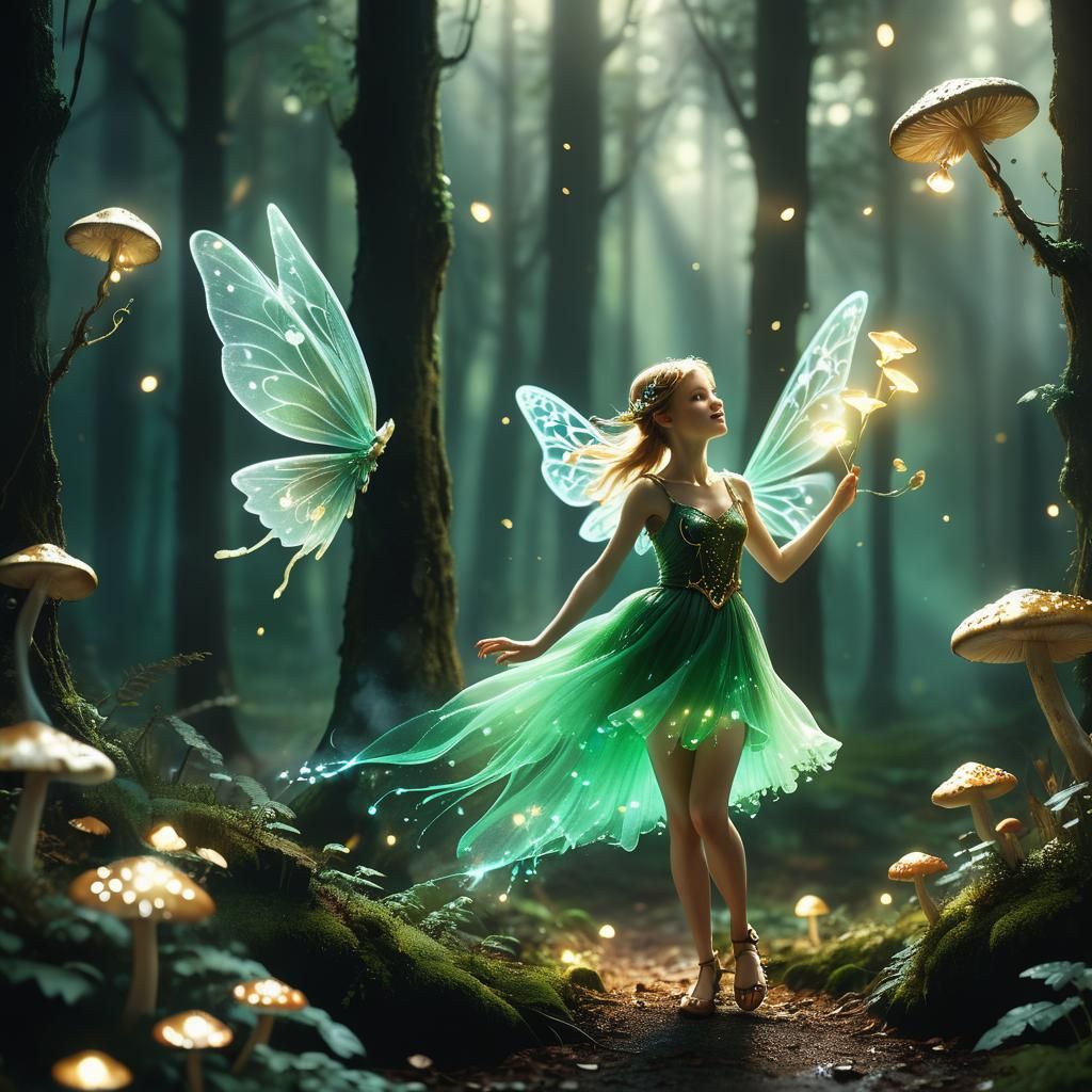 Ethereal Air Fairy in Mystical Forest