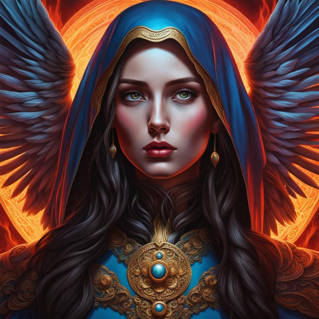 Beautiful Angel of Death Portrait in Hyperrealistic Style