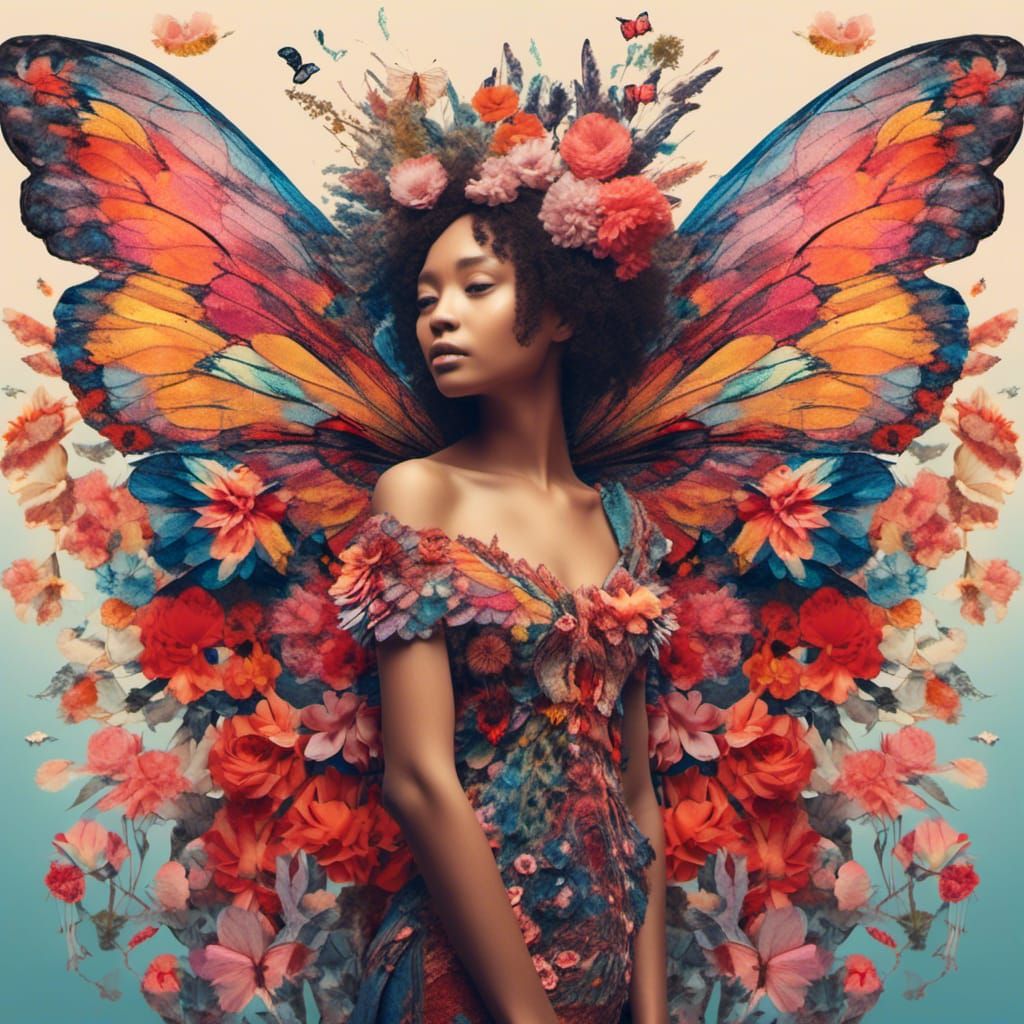 Floral Butterfly Wings Illustration