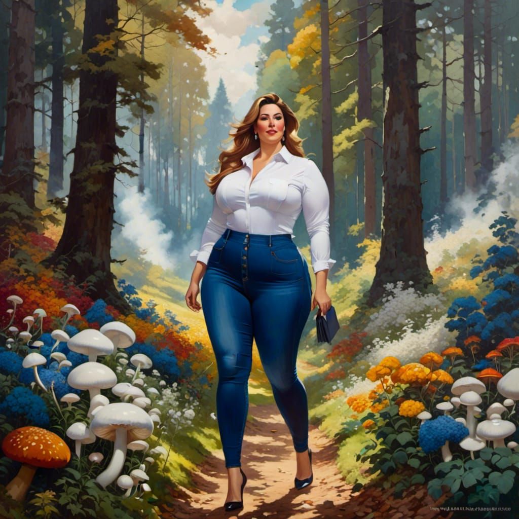 Curvy Businesswoman in Mystic Forest Painting
