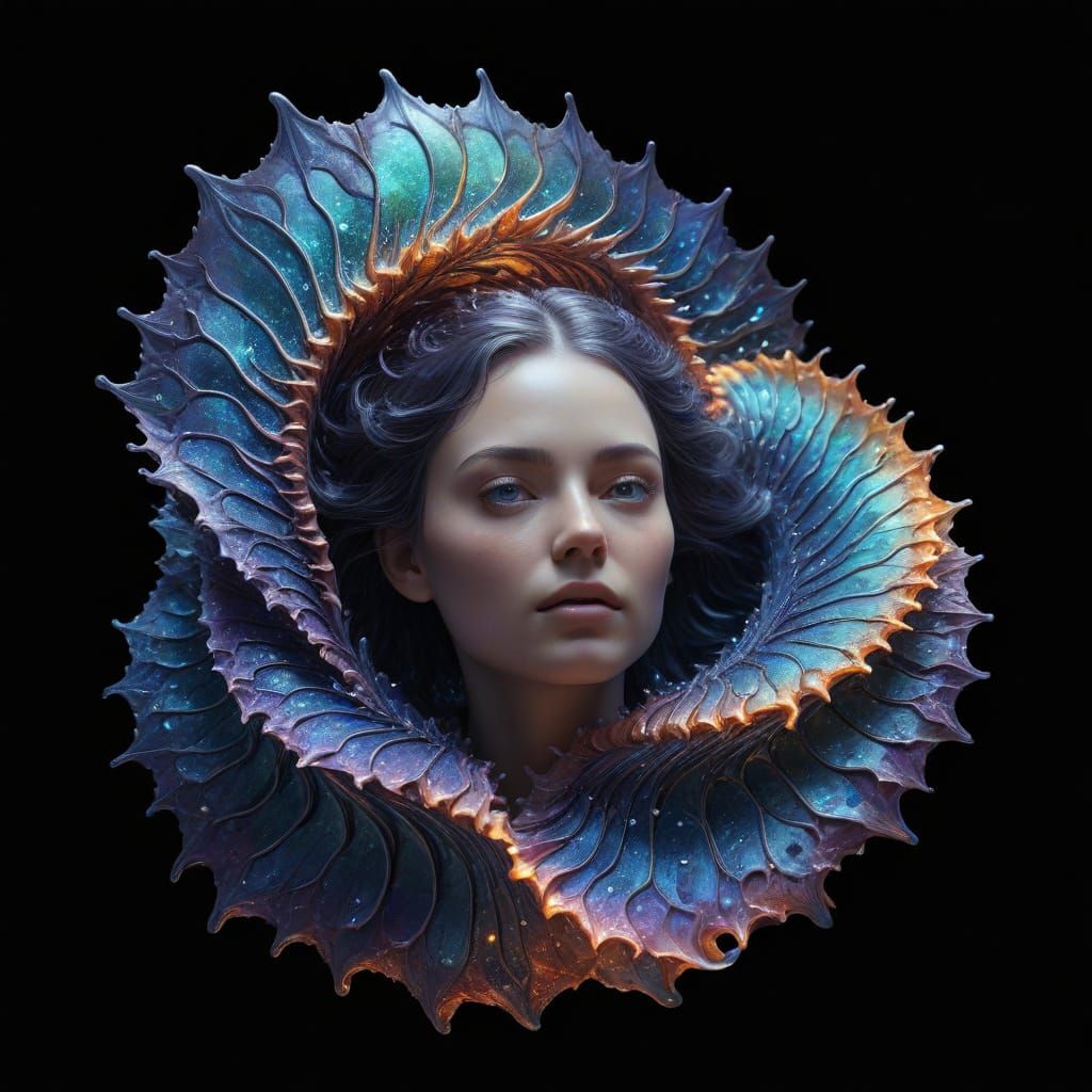 Celestial Being in Vibrant, Iridescent Scales