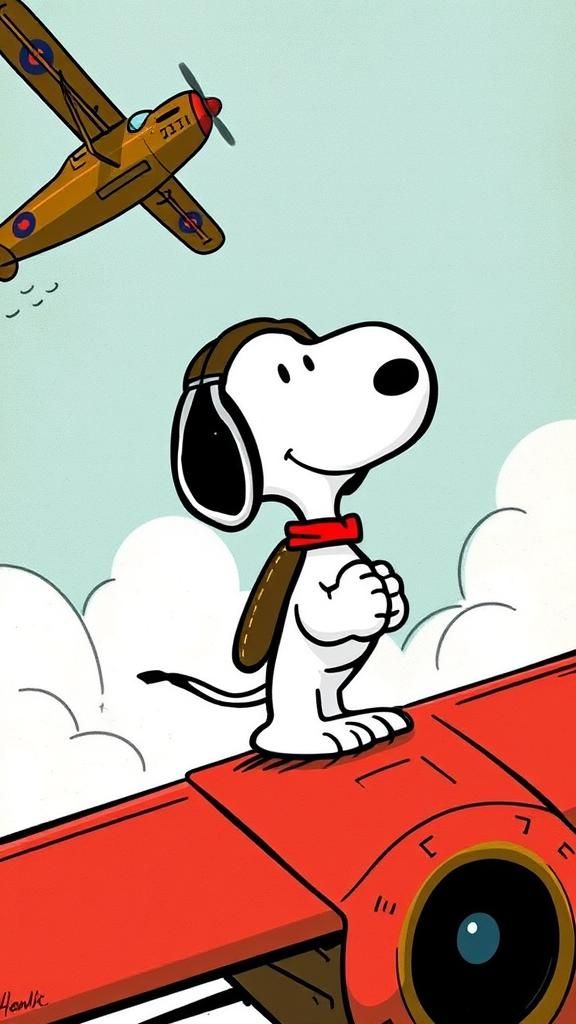 (Snoopy As A Fighter Pilot In World War II In His Sopwith Ca...