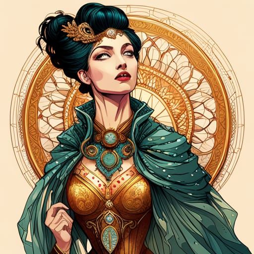 Steampunk Cybernetic Roman Queen in Digital Painting