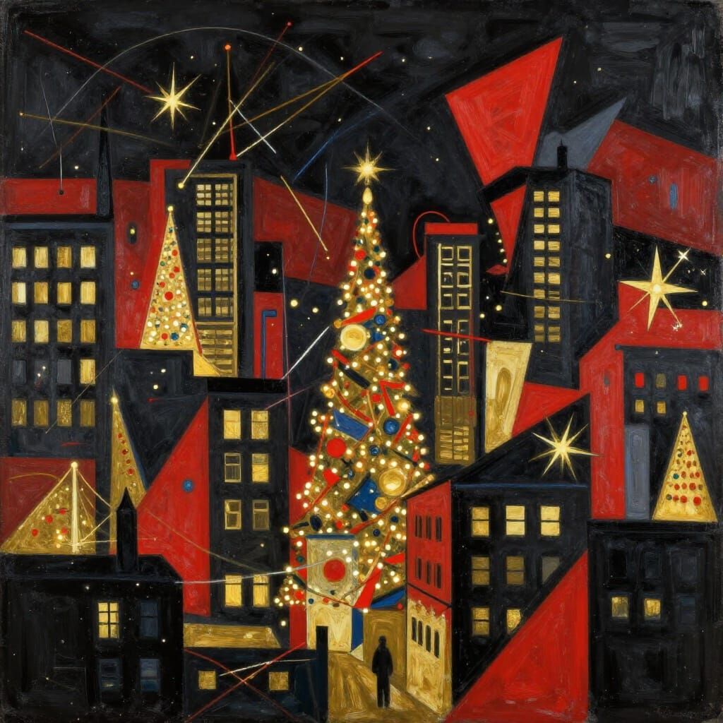 Festive Cityscape in Kandinsky Style