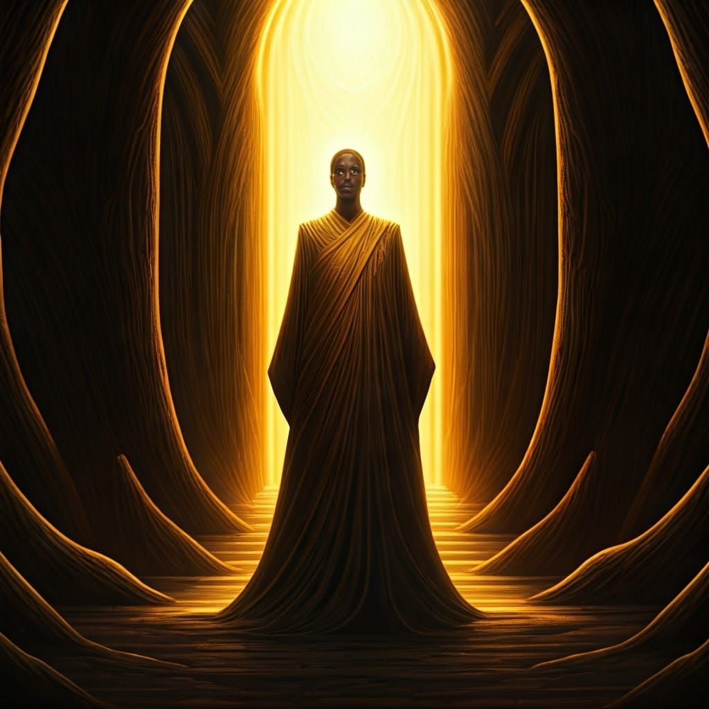 Kalliope: Androgynous Being in Digital Matte Painting Style