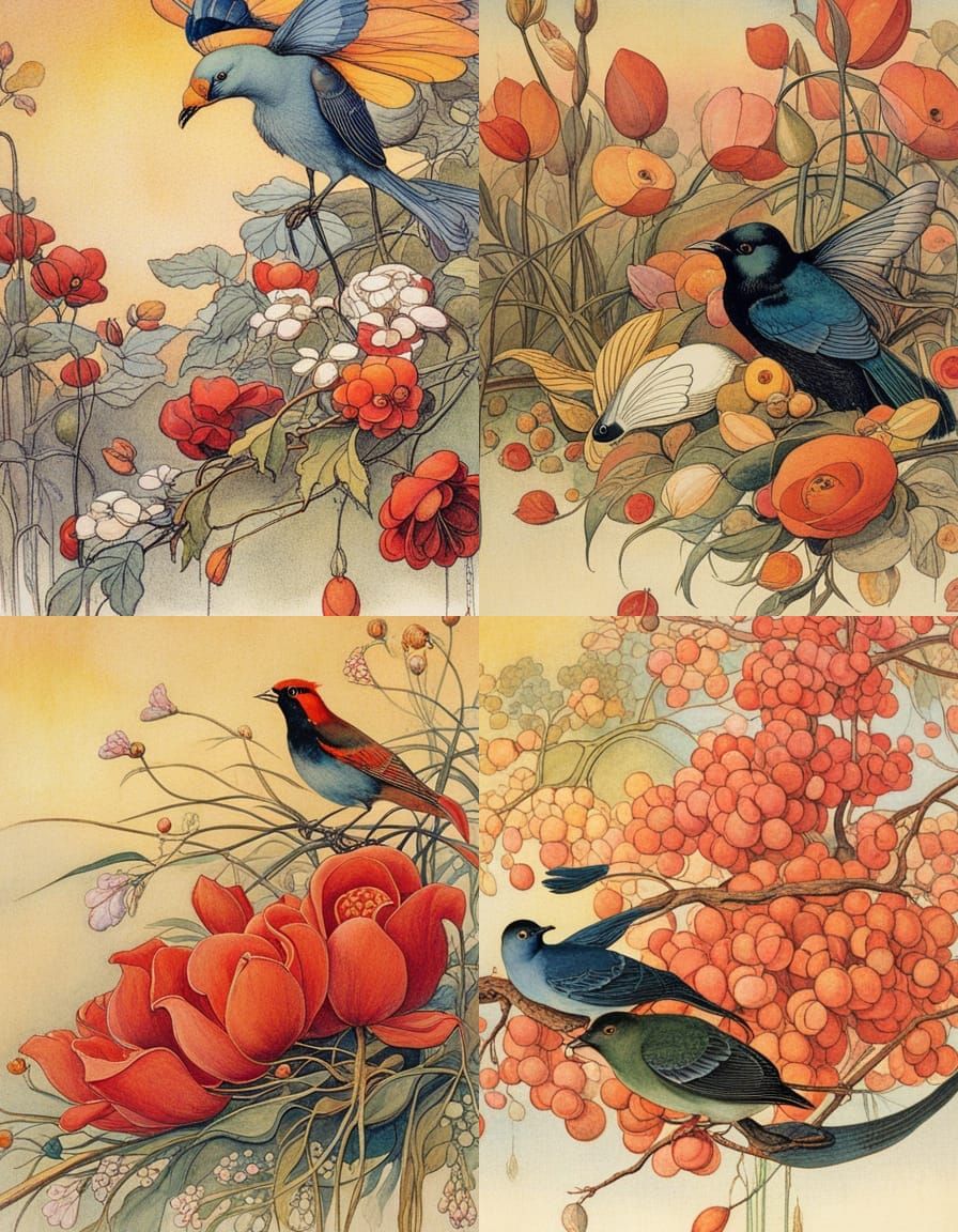 Animal Illustration in Detmold Style