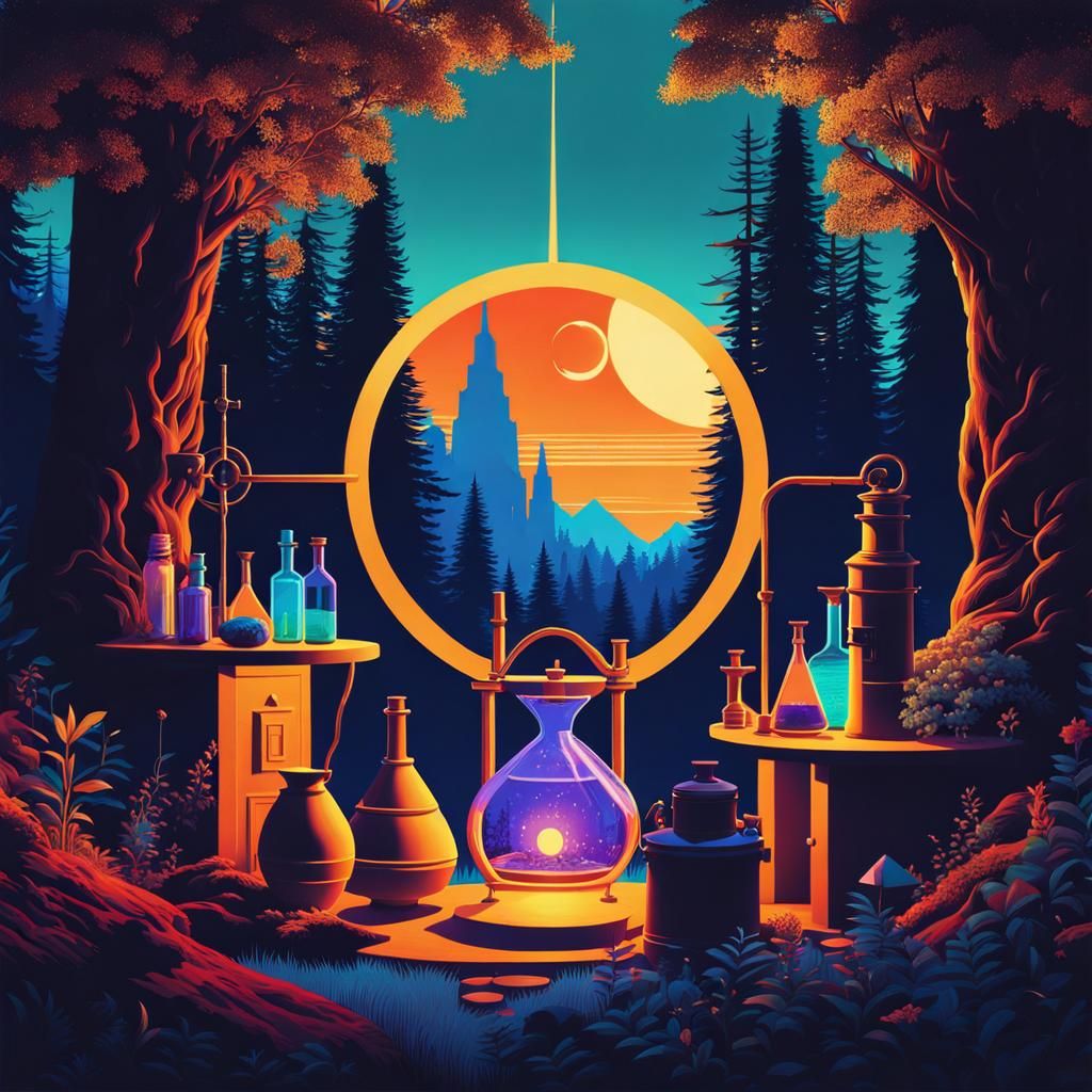 Alchemical Rituals in Golden Hour Glitchcore