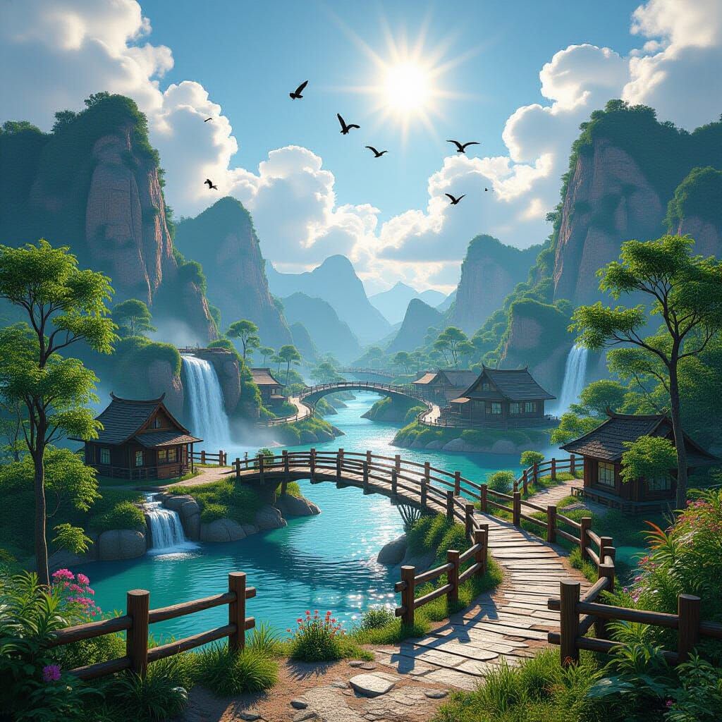 Lush Tropical Landscape in 3D Render