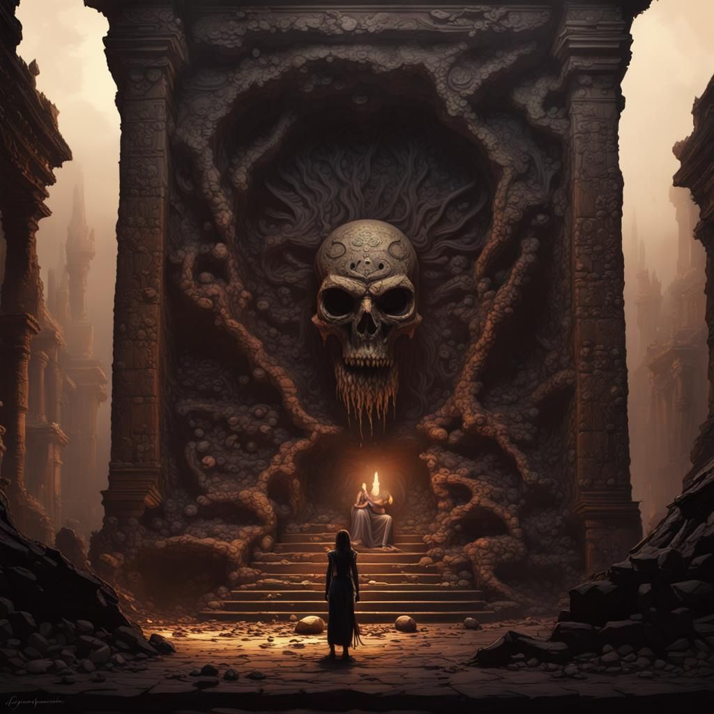 Eye Tyrant Beholder in Ruined Temple