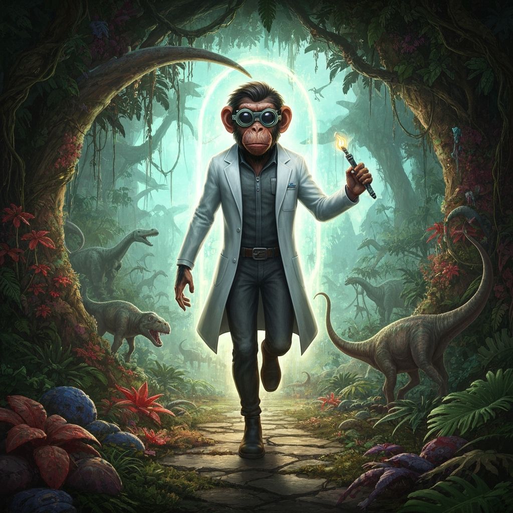 Futuristic Chimp Scientist Enters Prehistoric Jungle